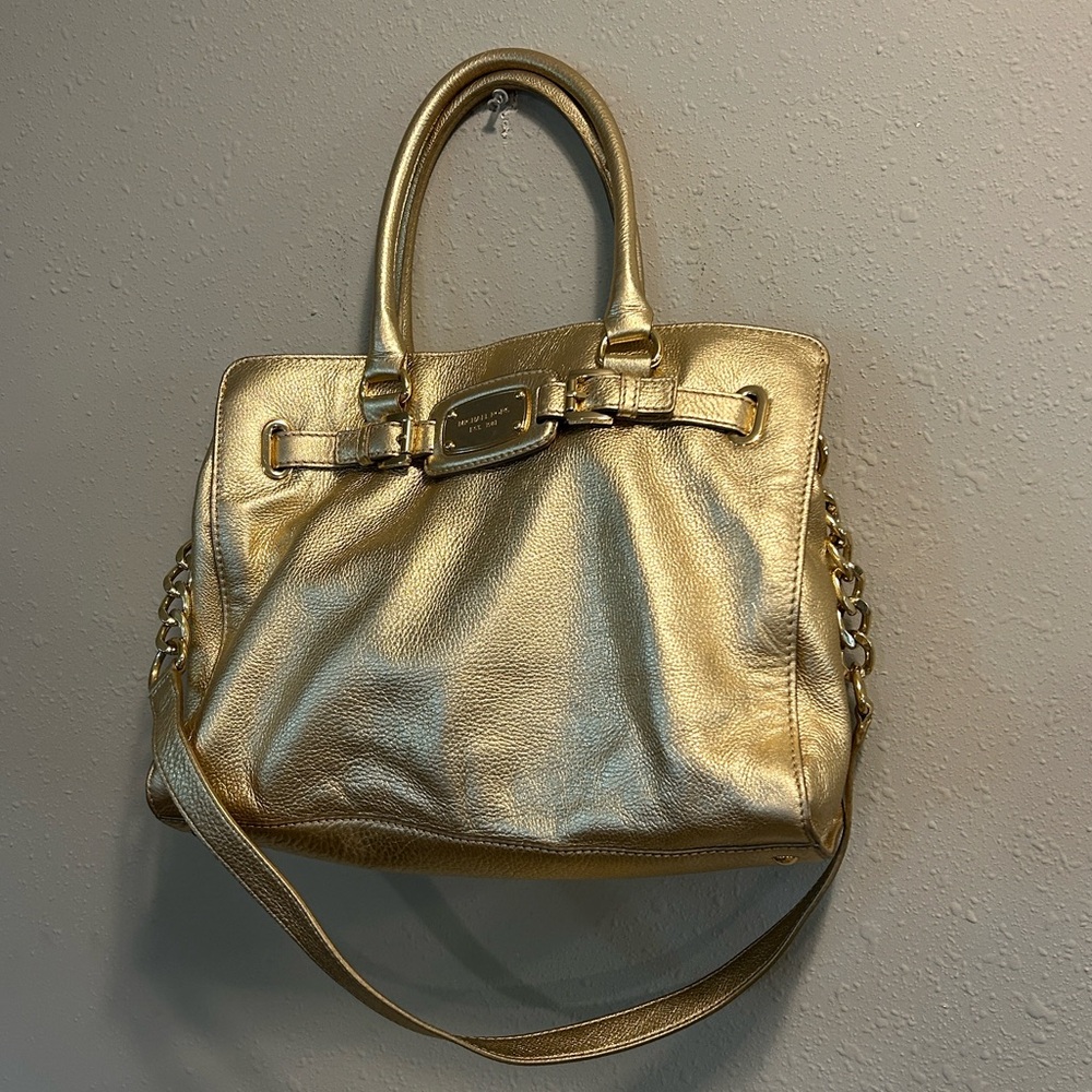 Michael Kors‎ Hamilton Gold Leather Handbag